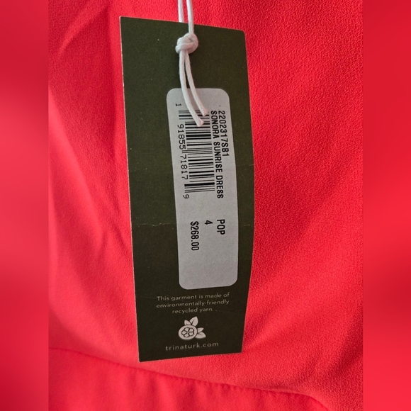 Trina Turk Mixology Cold-Shoulder Red Mini Sundress with Dolman Sleeves - Picture 5 of 6